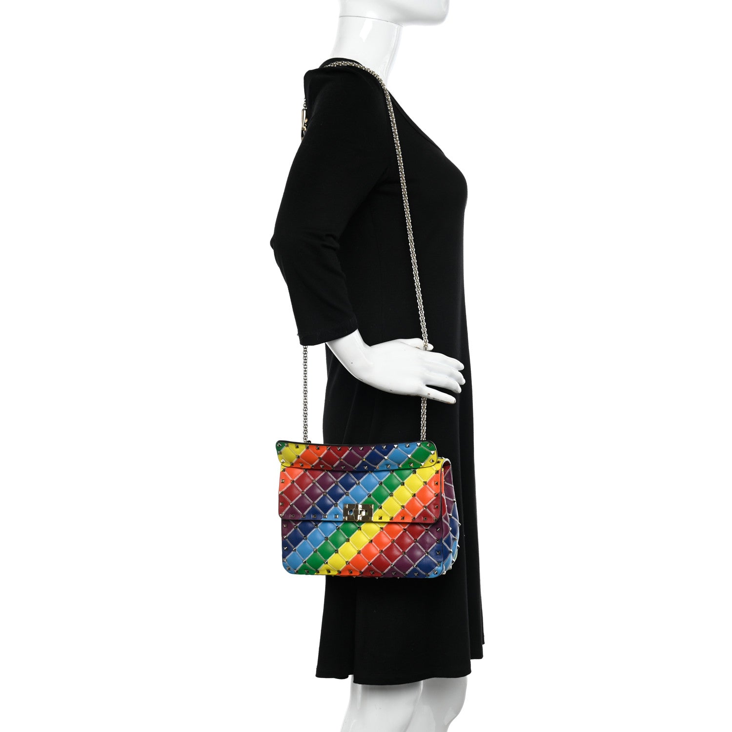 Valentino Garavani Lambskin Medium Rockstud Spike Shoulder Bag Rainbow 2 of 9