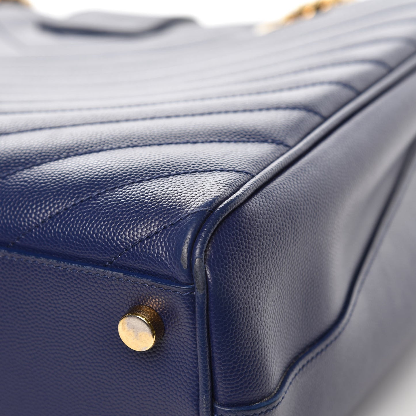 Grain De Poudre Matelasse Chevron Monogram Shopping Bag Deep Marine