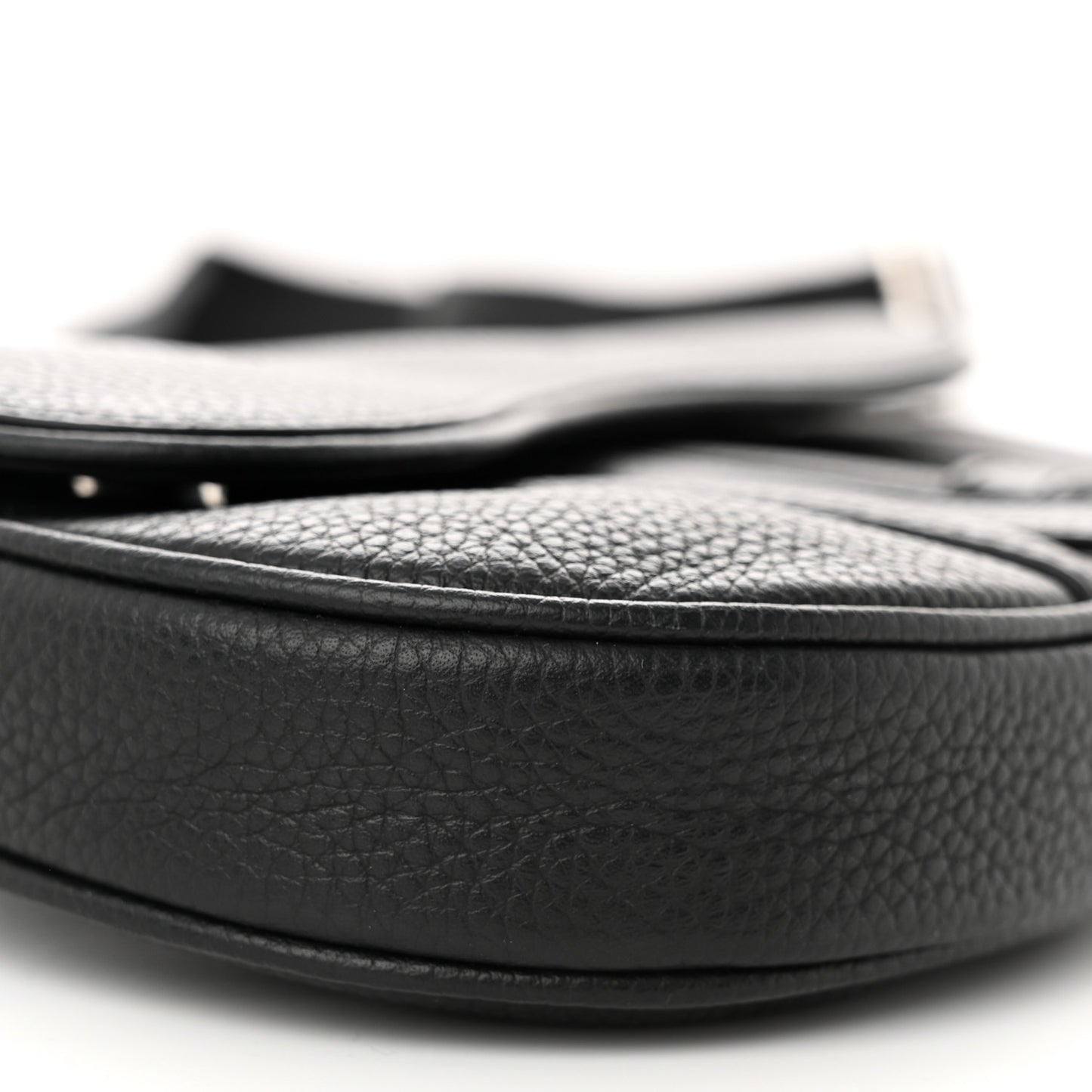 Grained Calfskin Mens Mini Saddle Bag Black