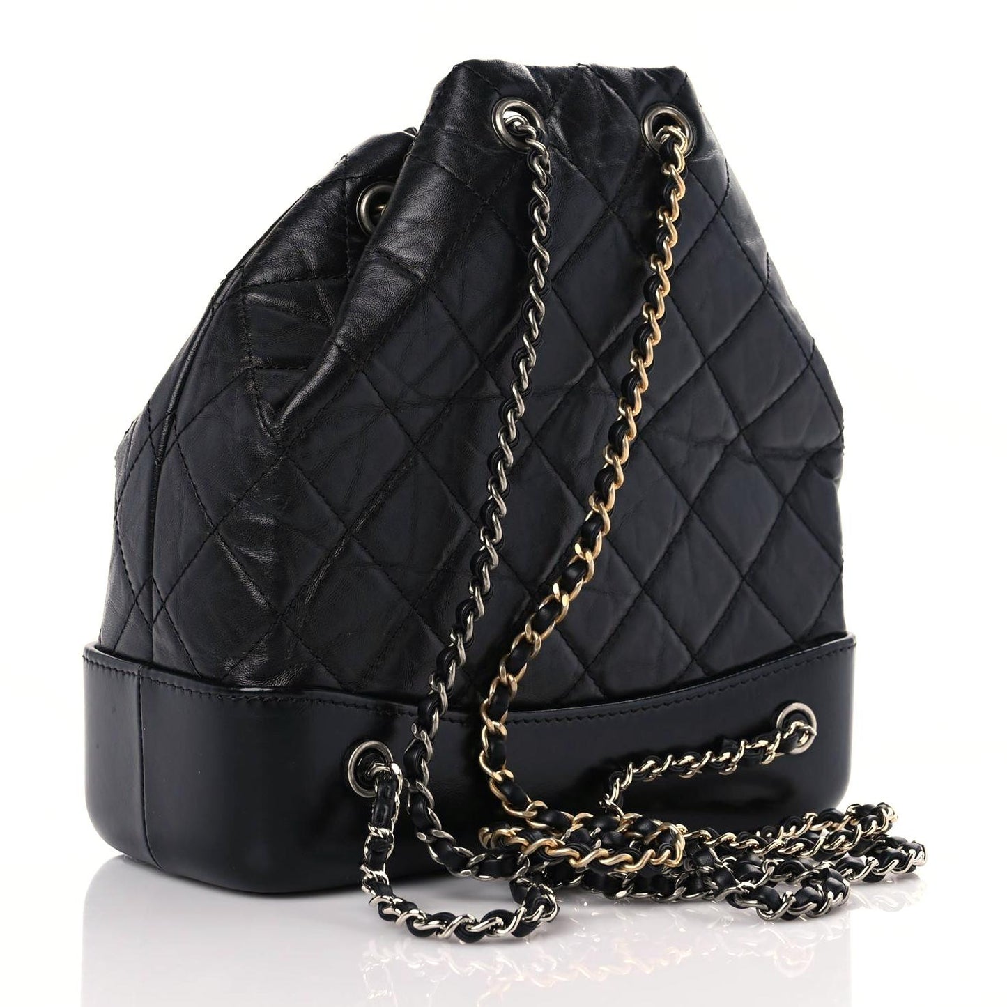 Aged Calfskin Quilted Small Gabrielle Backpack Black