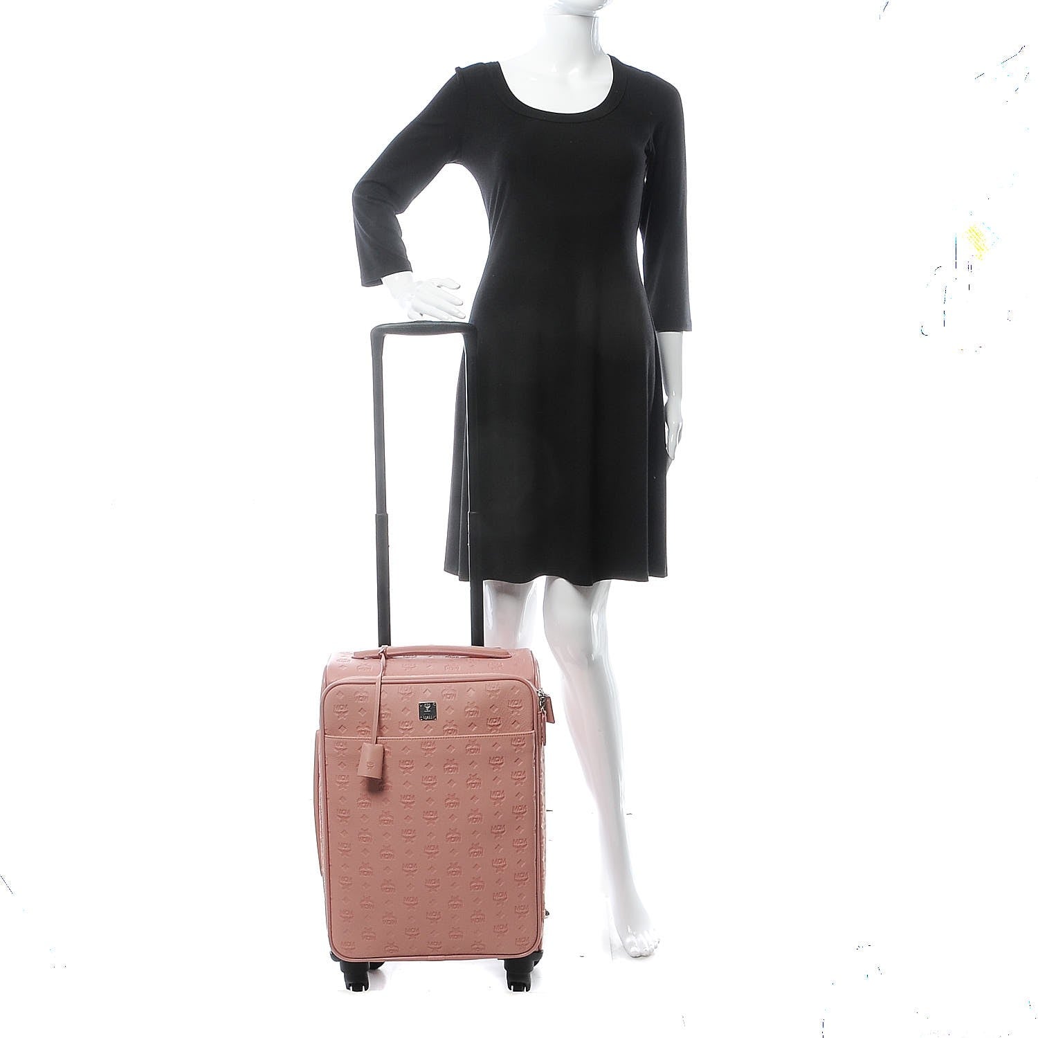 MCM Calfskin Ottomar Monogram Luggage Pink 2 of 5
