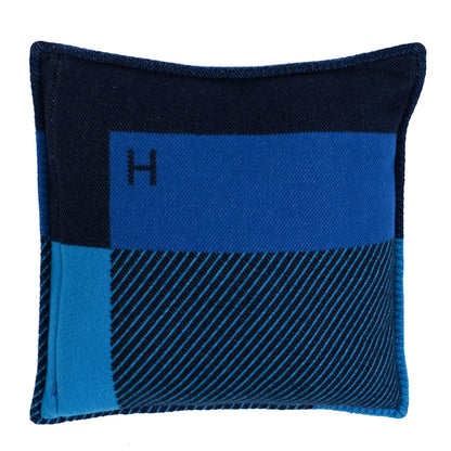 Hermes Wool Cashmere H Riviera Pillow Bleu Paon 1 of 3