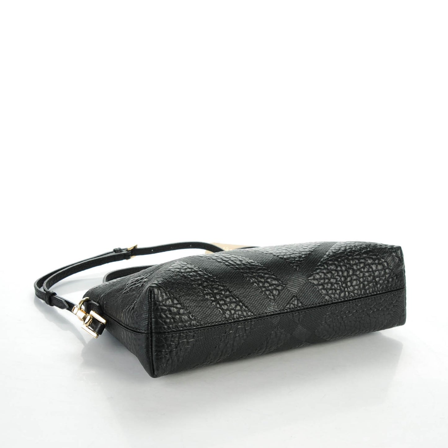 Signature Grain Calfskin Check Embossed Small Chichester Crossbody Clutch Bag Black