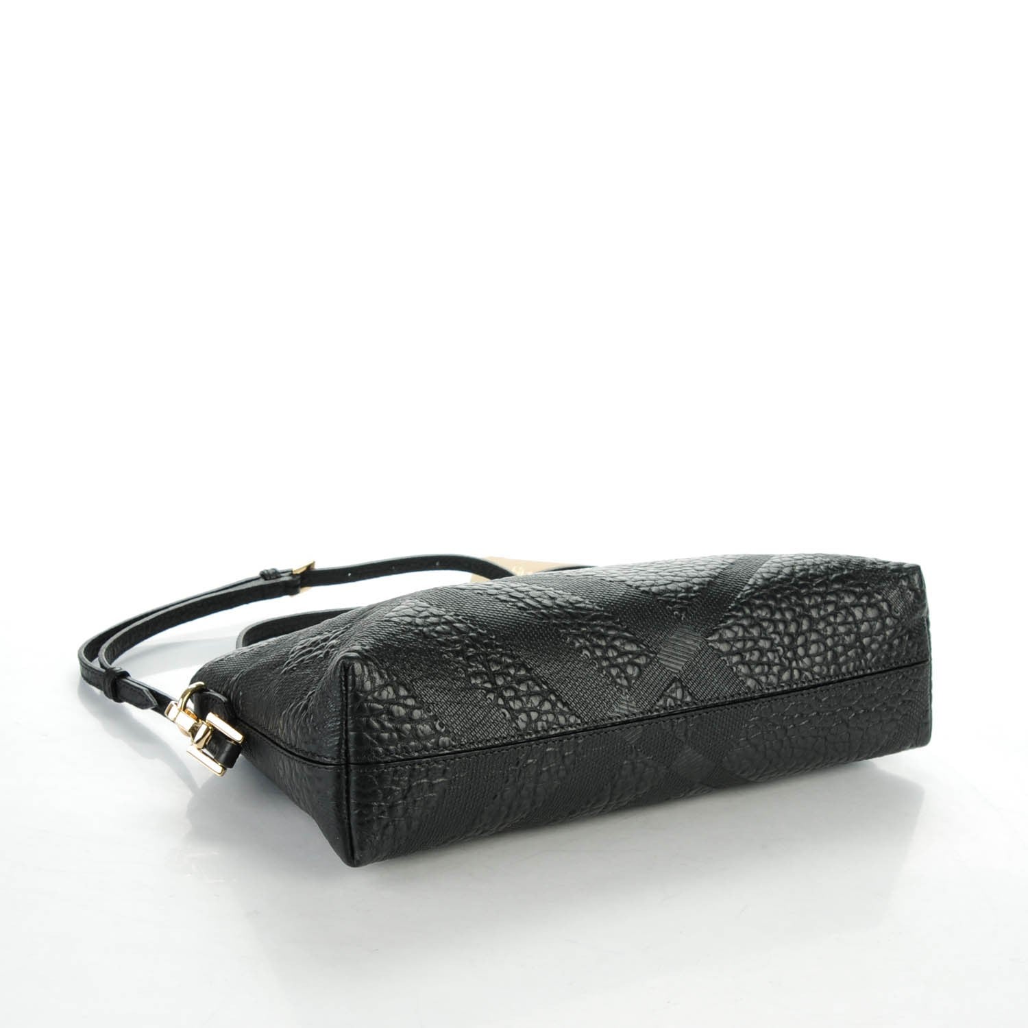 Burberry Signature Grain Calfskin Check Embossed Small Chichester Crossbody Clutch Bag Black 4 of 8