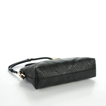 Burberry Signature Grain Calfskin Check Embossed Small Chichester Crossbody Clutch Bag Black 4 of 8