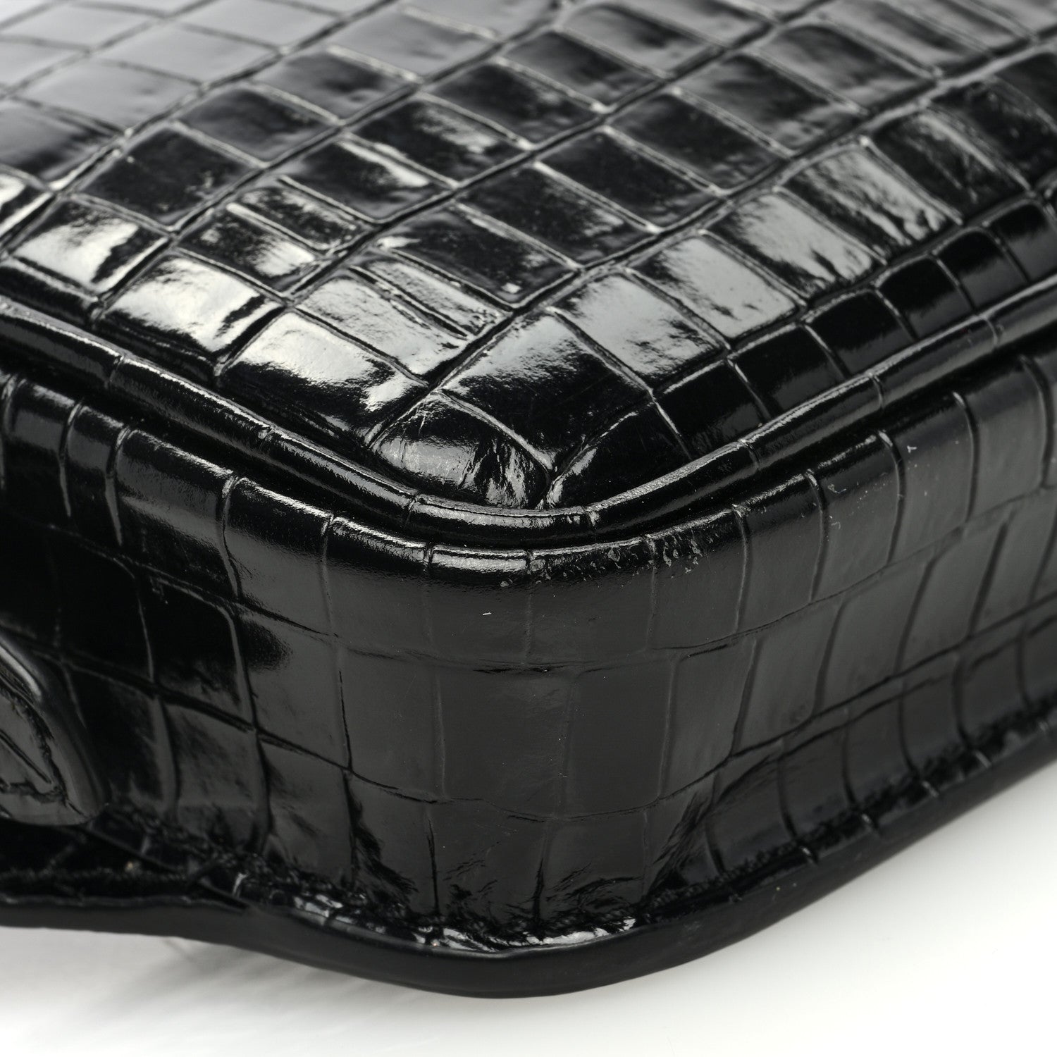 Tom Ford Calfskin Crocodile Embossed Small Zip Belt Bag Black 8 of 9