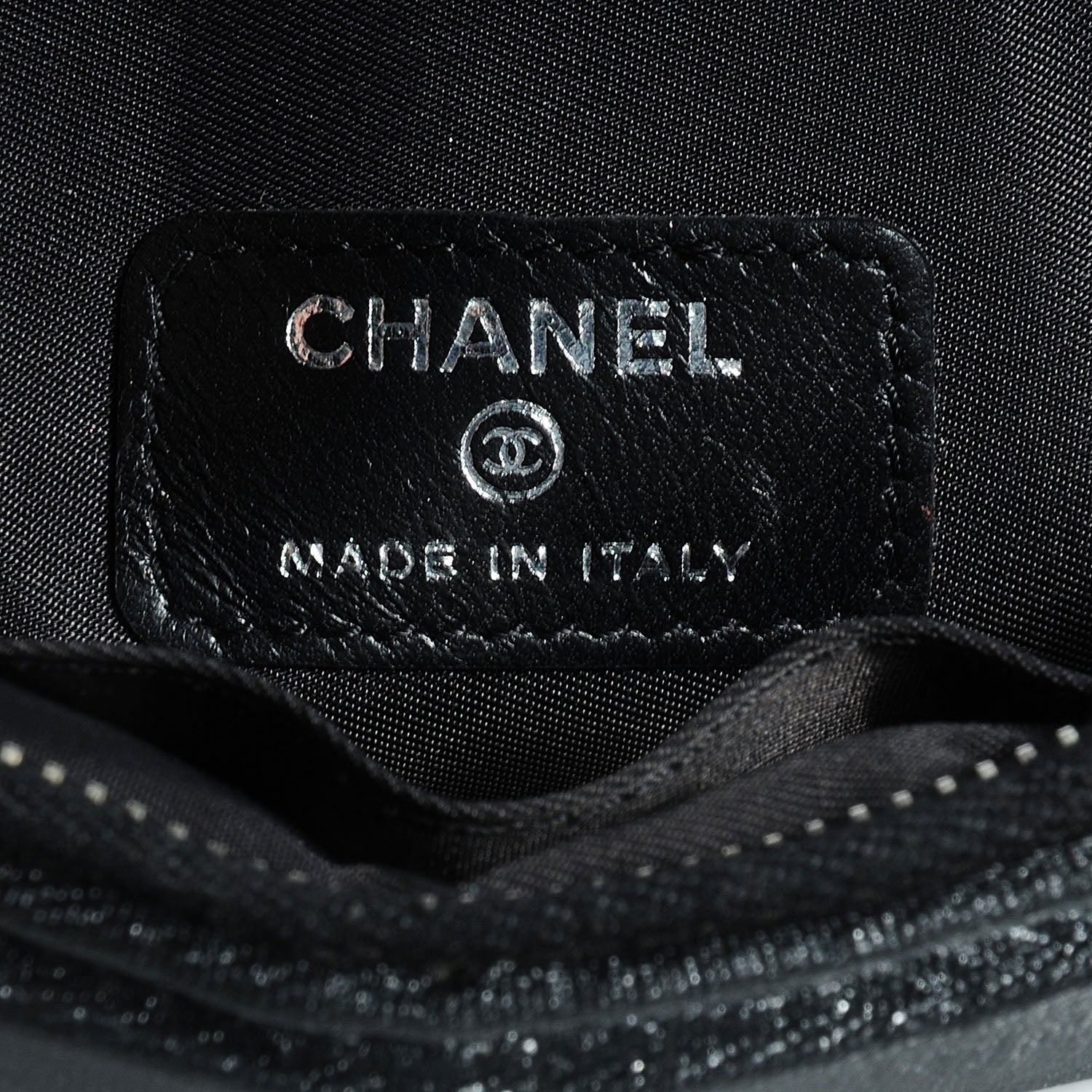 Chanel Quilted Coated Canvas Paris Biarritz Ligne Clutch Black 6 of 8