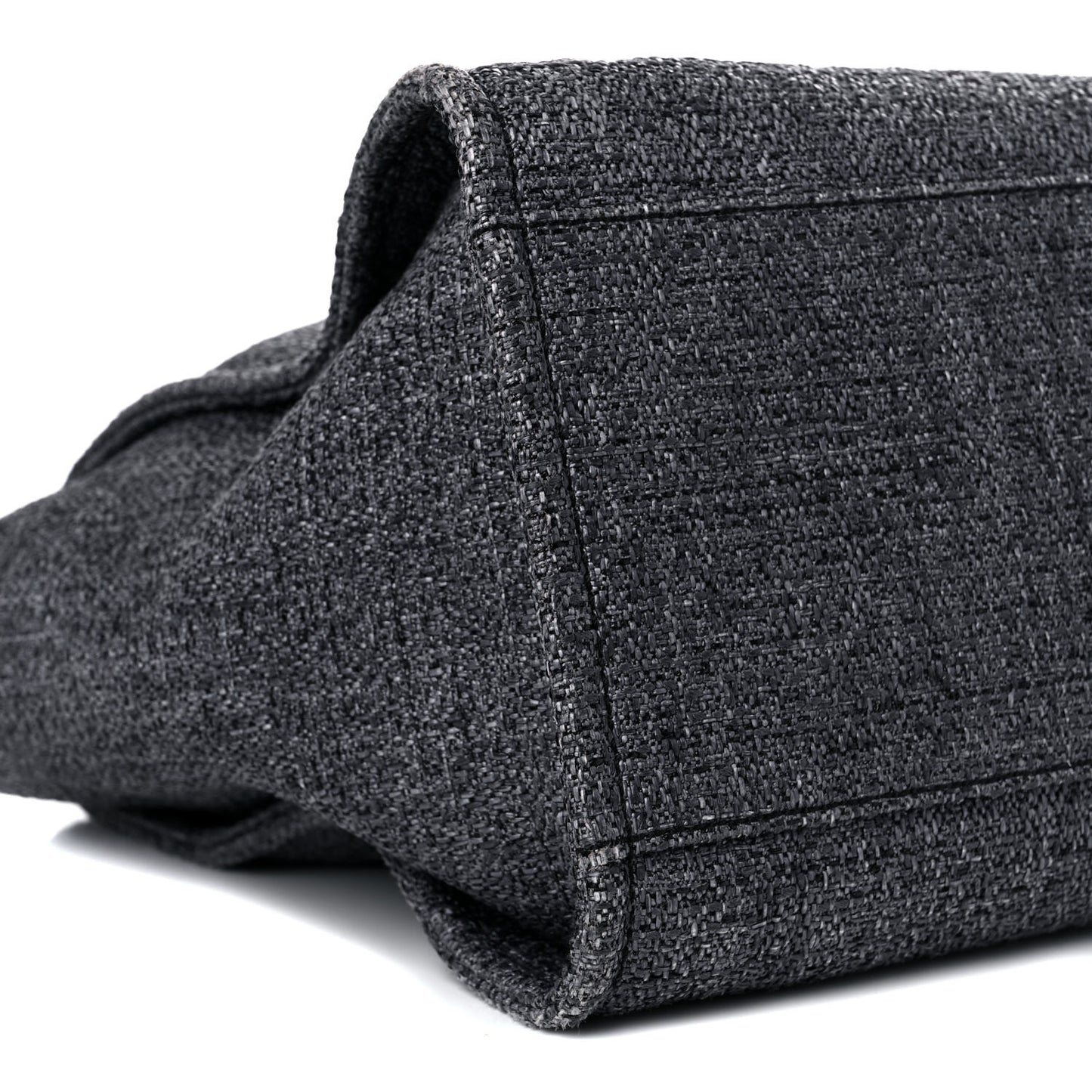 Woven Straw Raffia Medium Deauville Tote Grey