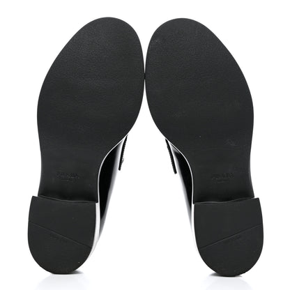Prada Spazzolato Metal Triangle Logo 50mm Loafers 37.5 Black 5 of 9