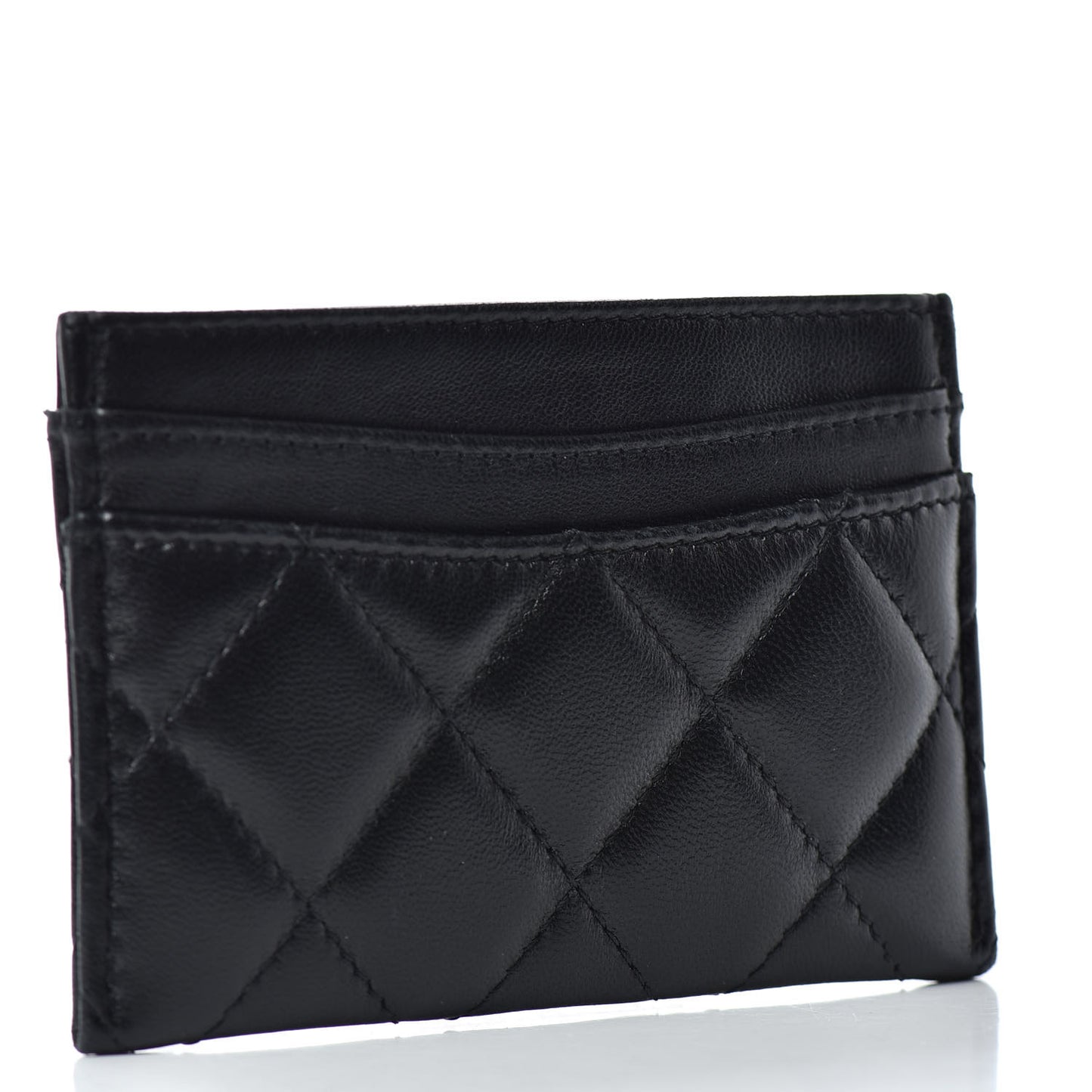 Lambskin Quilted Card Holder Black