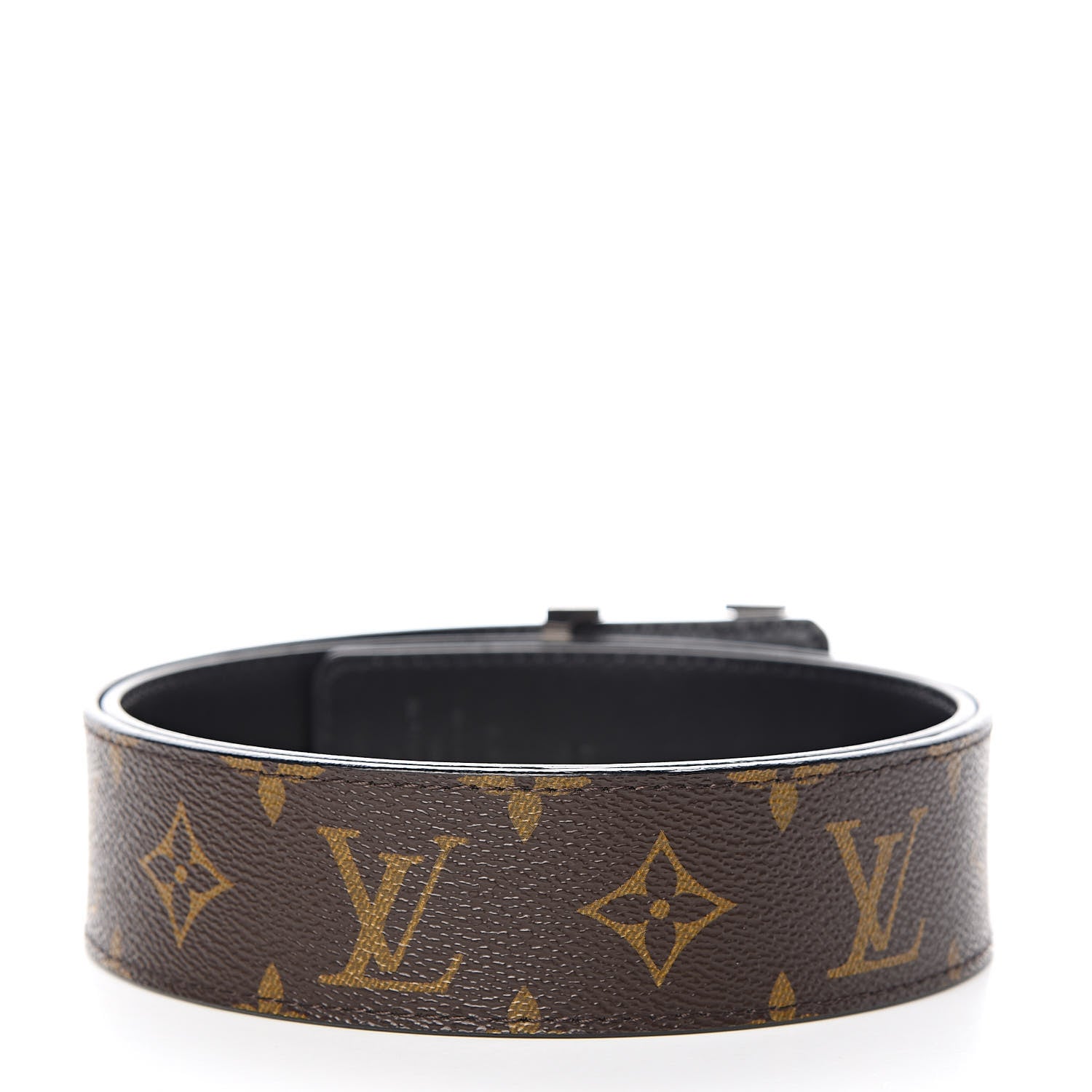 Louis Vuitton Calfskin Monogram 40mm LV Initiales Reversible Belt 85 34 Black 3 of 7