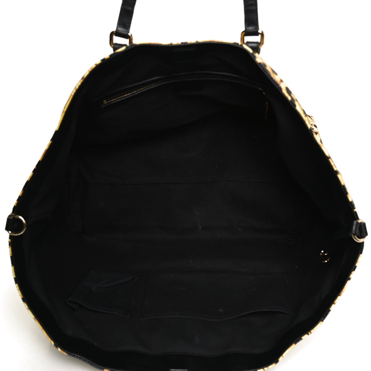 Grained Calfskin Baroque Print Medusa Tote Black