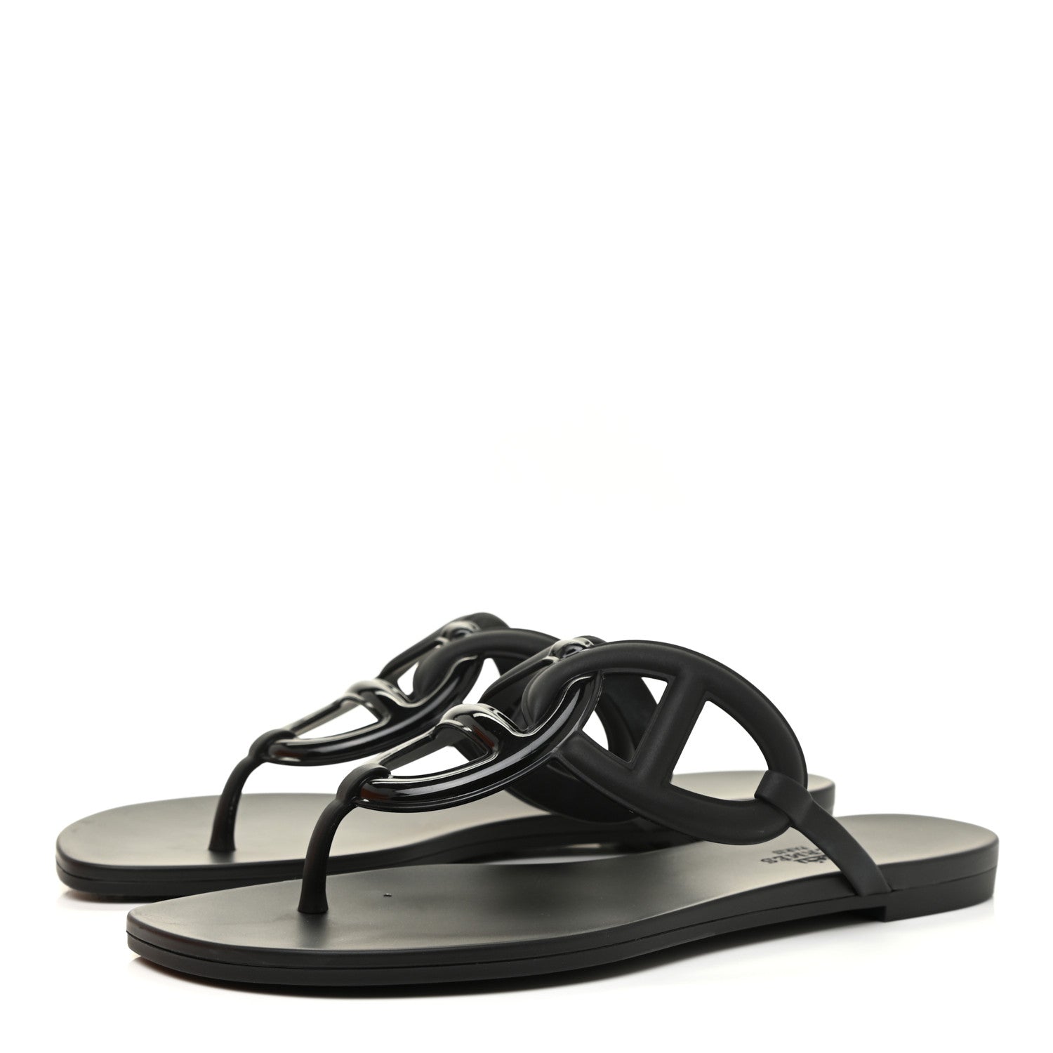 Hermes Rubber Womens Egerie Sandals 38 Black 3 of 10
