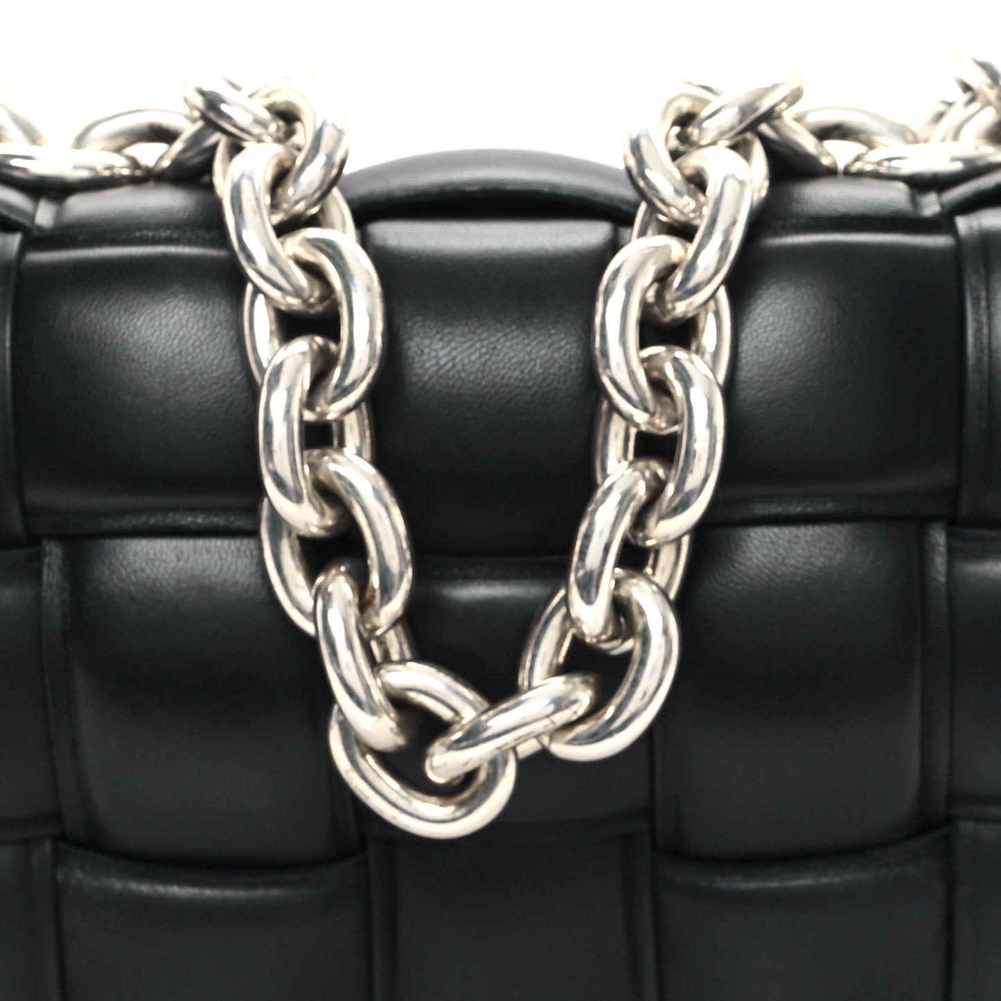 Lambskin Maxi Intreccio Padded Chain Cassette Crossbody Bag Black