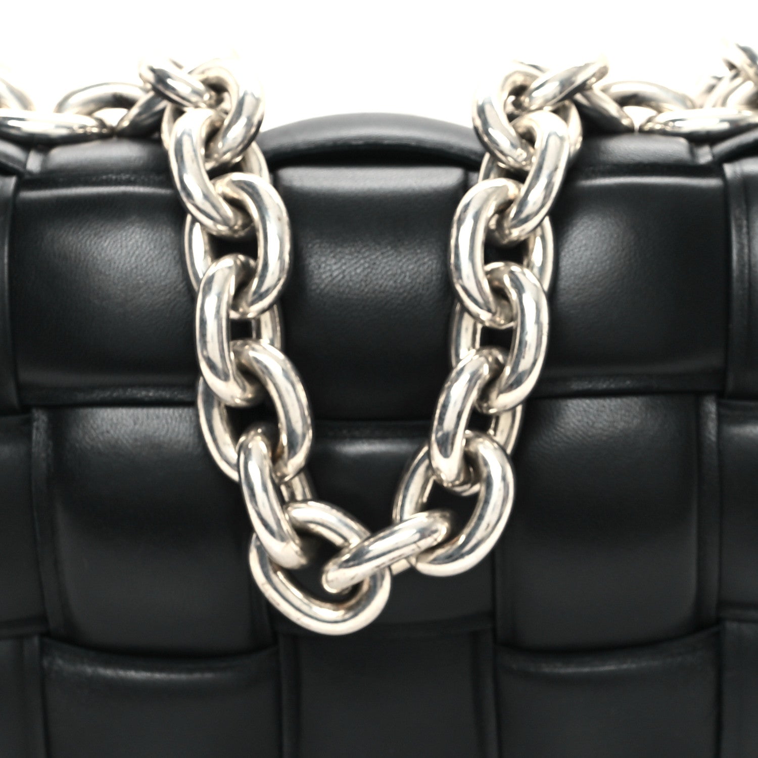 Bottega Veneta Lambskin Maxi Intreccio Padded Chain Cassette Crossbody Bag Black 8 of 11