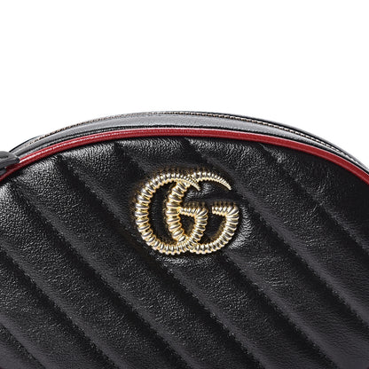 Gucci Azalea Calfskin Matelasse Diagonal Torchon GG Marmont Belt Bag 75 30 Black Romantic Cerise 8 of 11