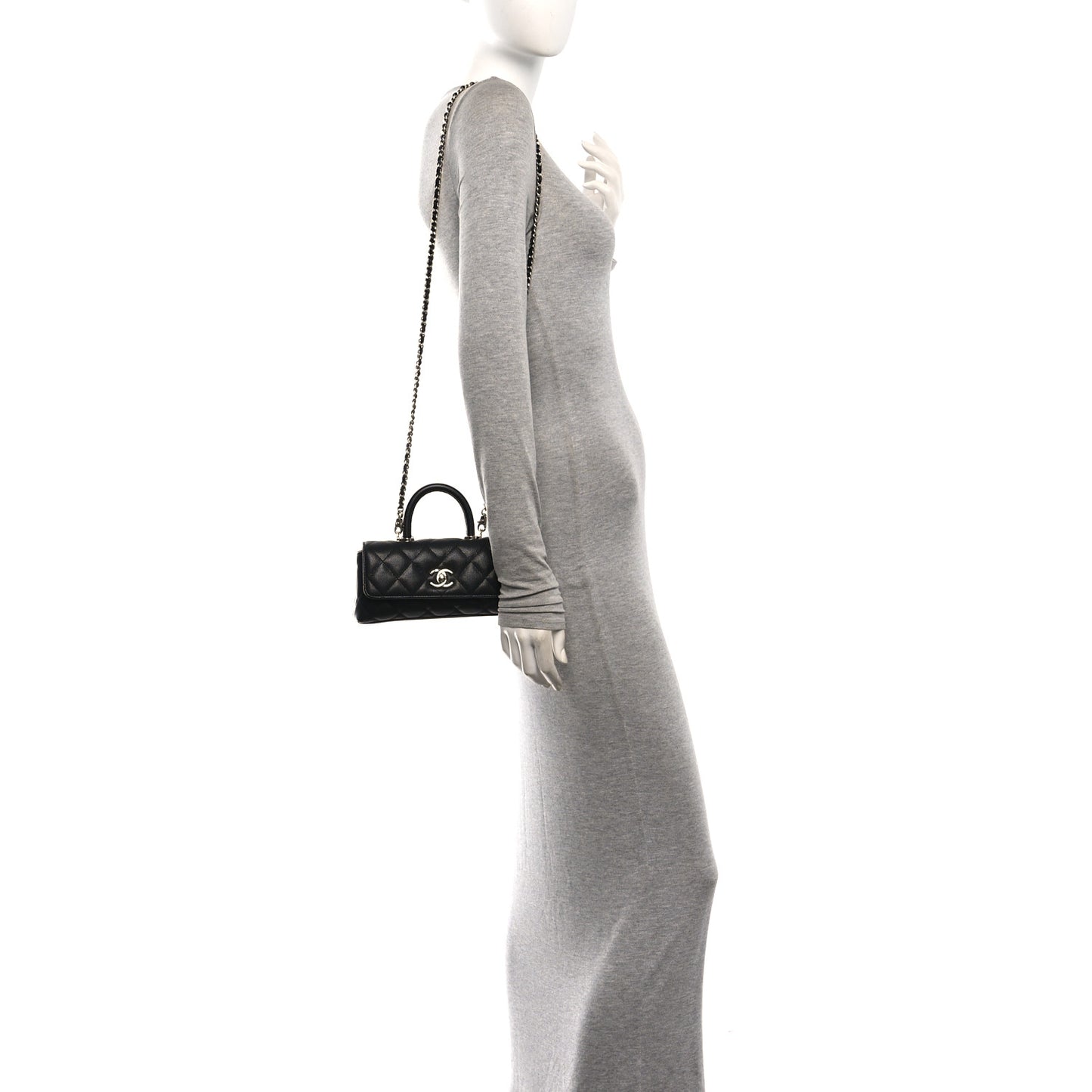 Caviar Quilted Maxi East West Coco Handle Flap Black
