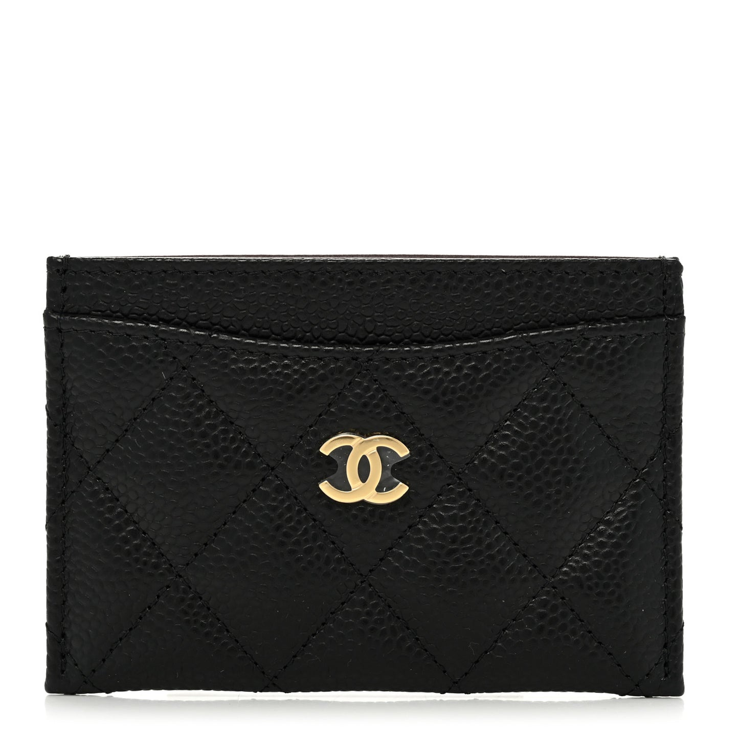 Caviar Quilted Card Holder Black