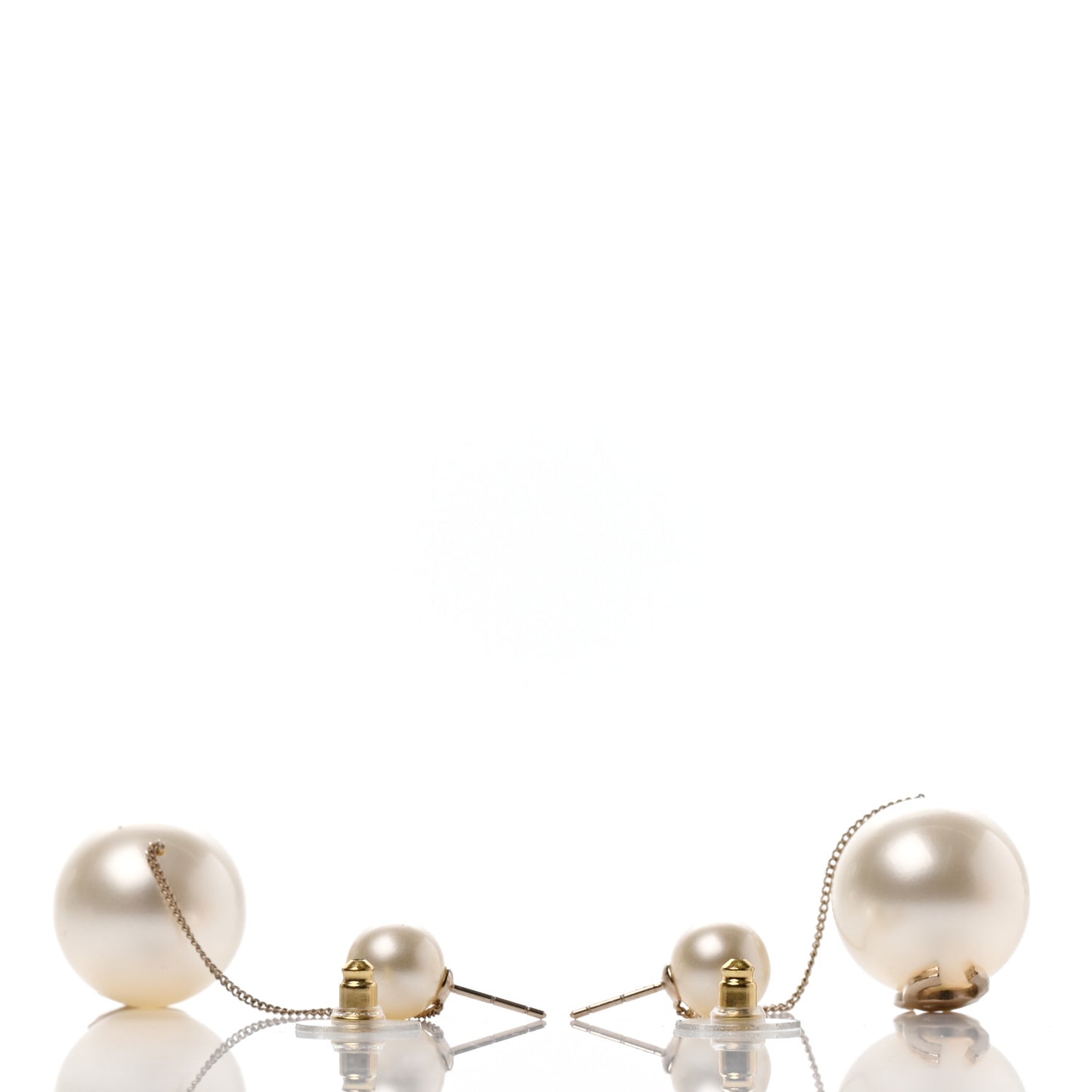 Pearl CC Chain Drop Earrings Gold