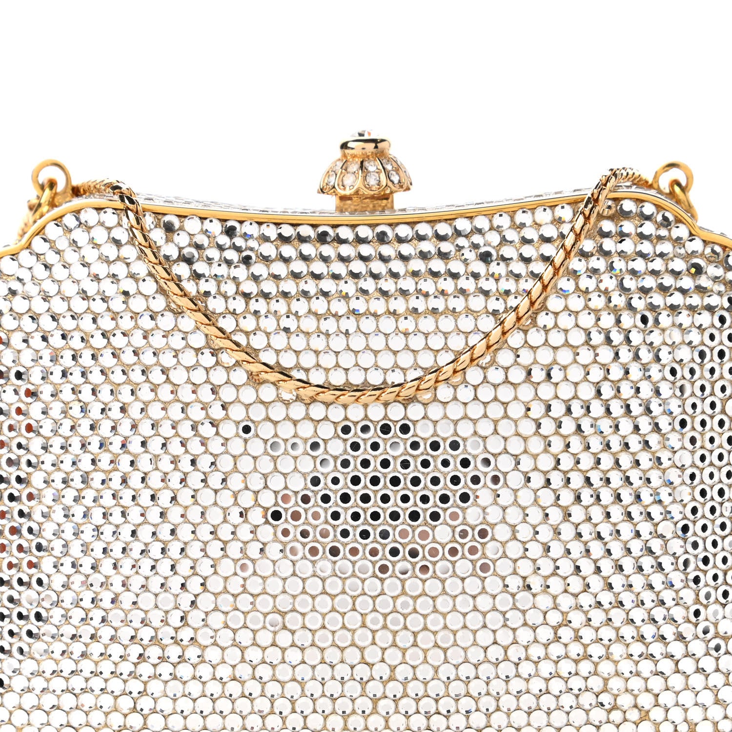 Judith Leiber Swarovski Crystal Minaudiere Clutch Gold Silver 9 of 9