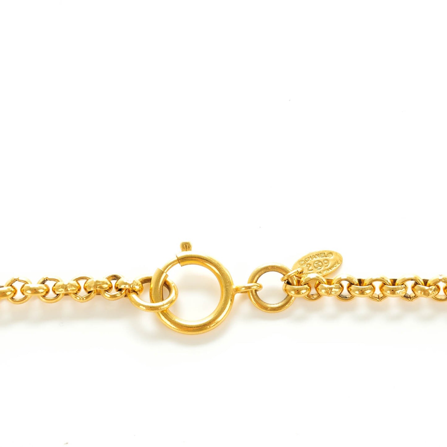 CC Long Chain Pendant Necklace Gold