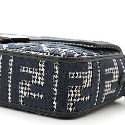 Fendi Wool Vitello King Houndstooth FF Embroidered Baguette Grigio Anthracite 10 of 13