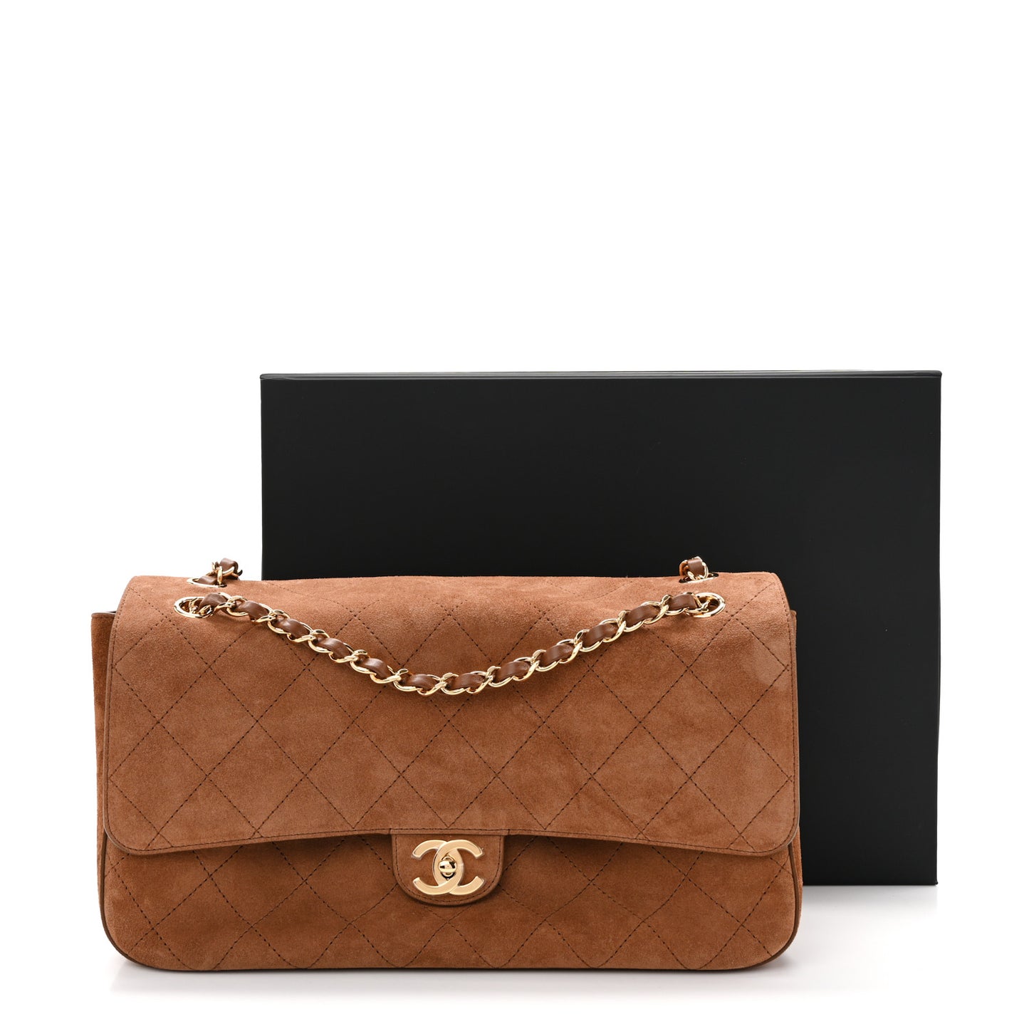 Suede Calfskin Small Souplissimo Maxi Flap Camel