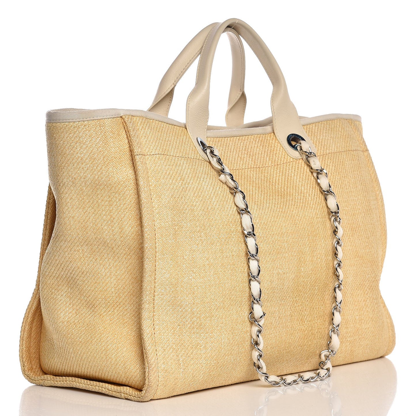 Woven Straw Raffia Large Deauville Tote Yellow