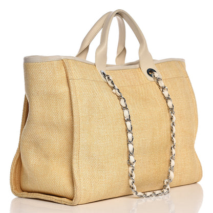 Chanel Woven Straw Raffia Large Deauville Tote Yellow 4 of 14