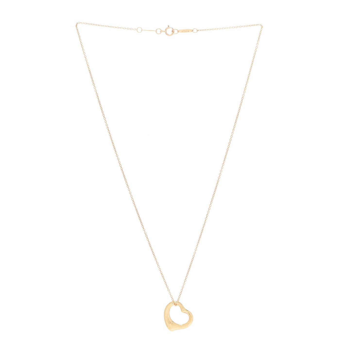 18K Yellow Gold 16mm Elsa Peretti Open Heart Pendant Necklace