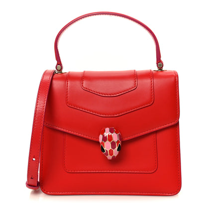 Bulgari Calfskin Serpenti Forever Top Handle Red 1 of 10