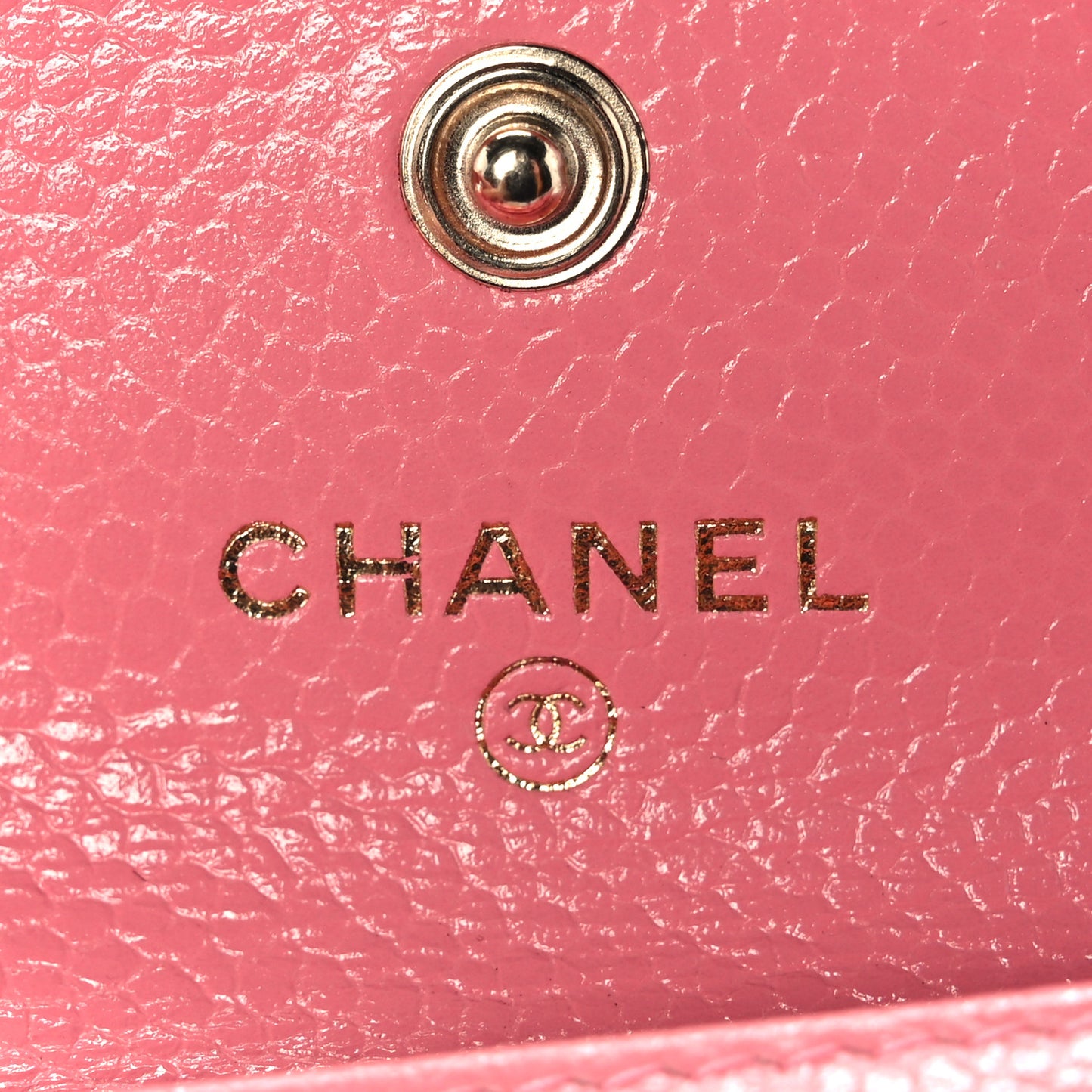 Caviar Camellia Embossed Card Holder Wallet Pink