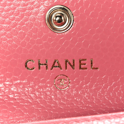 Chanel Caviar Camellia Embossed Card Holder Wallet Pink 6 of 9