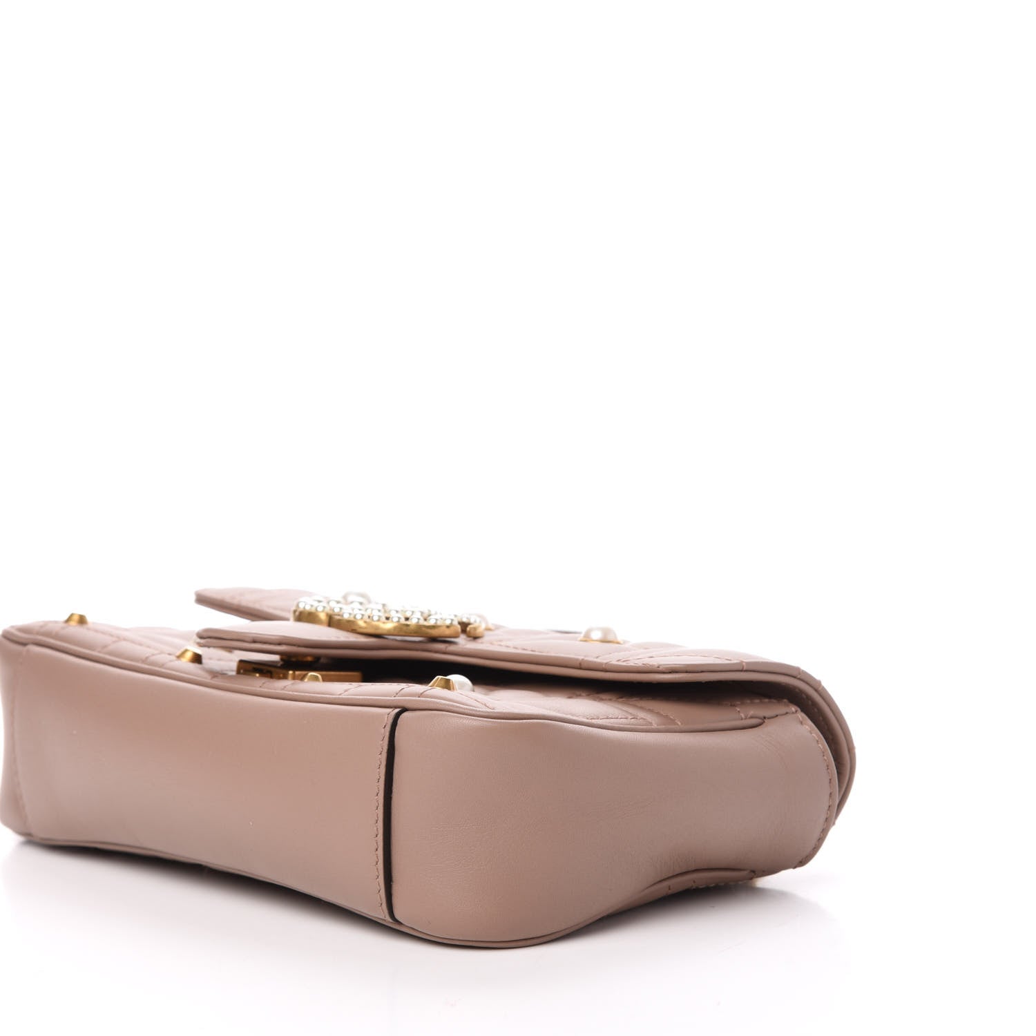 Gucci Calfskin Matelasse Studded Mini Pearly GG Marmont Shoulder Bag Porcelain Rose 11 of 12