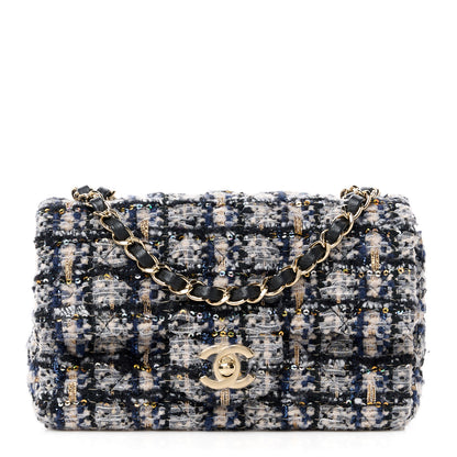 Chanel Glittered Tweed Quilted Mini Rectangular Flap Navy Blue 1 of 11
