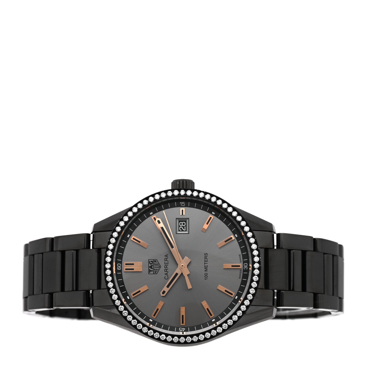 Carrera y Carrera 腕時計 クオーツ 黒 ブラック ジャンク Tag Heuer Stainless Steel Diamond Bezel 39mm Carrera Lady Quartz