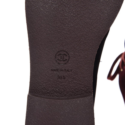 Chanel Velvet CC Lace Up Boots 38.5 Burgundy 6 of 8