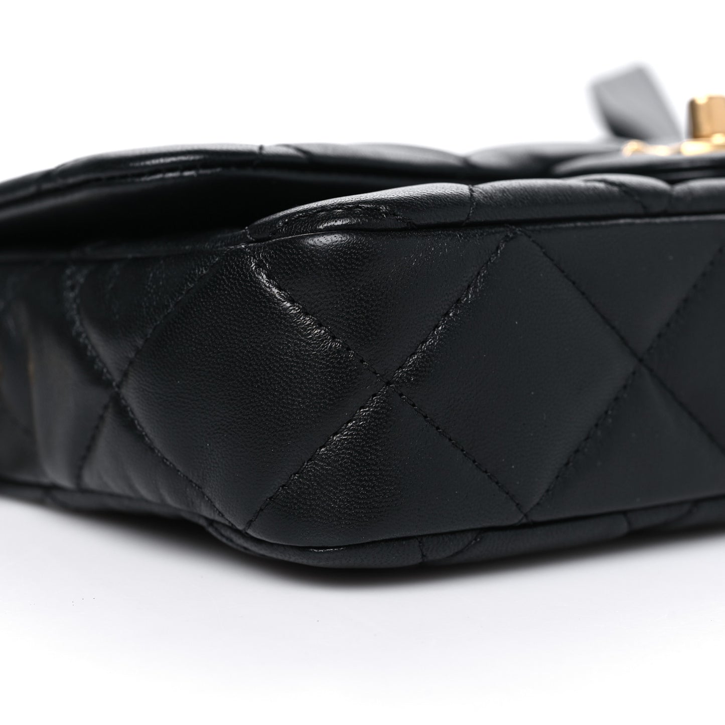 Lambskin Quilted CC Flap Shoulder Bag Black