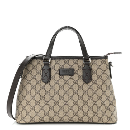 Gucci GG Supreme Monogram Small Zippered Tote Dark Brown 1 of 10