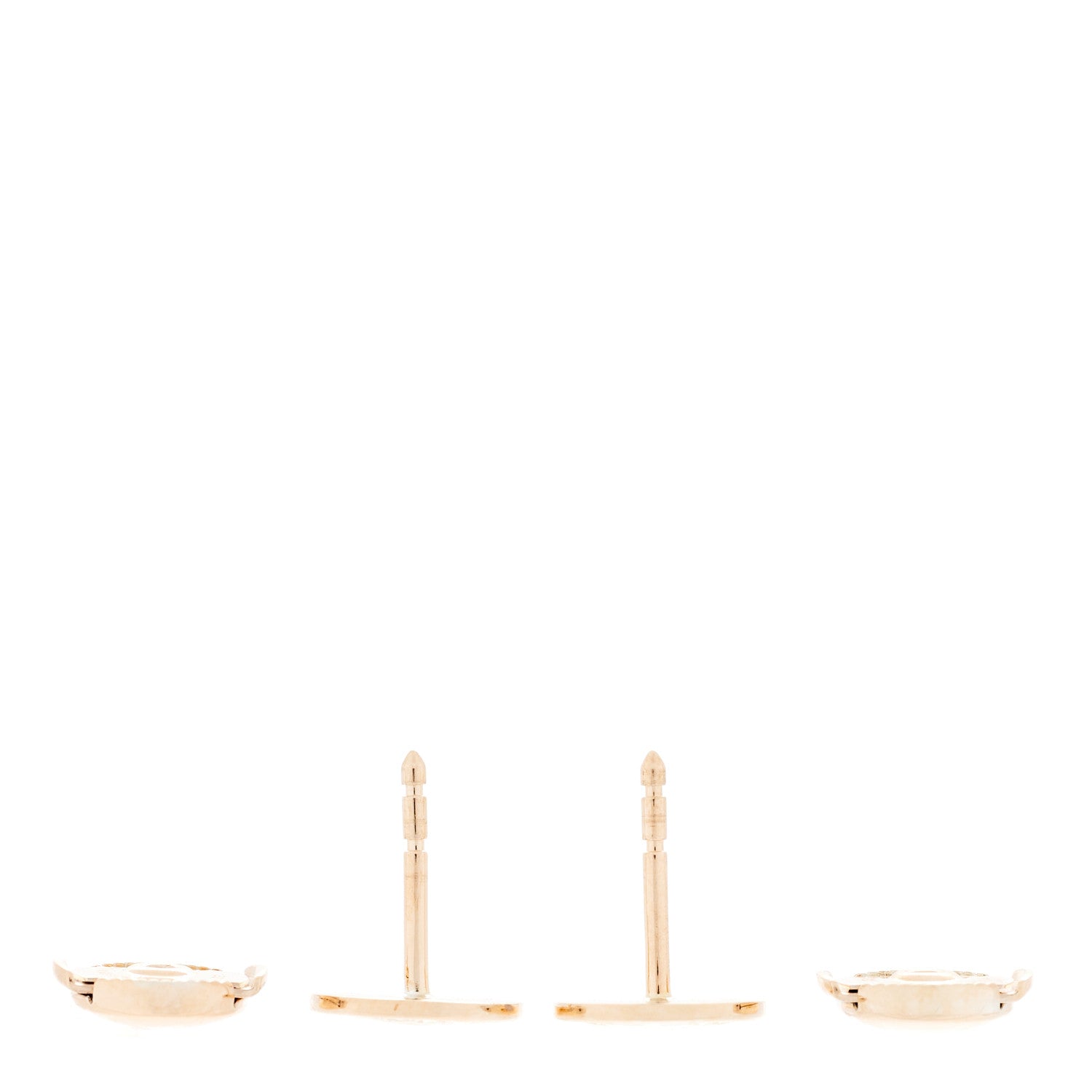 Hermes 18K Rose Gold TPM Ex-Libris Stud Earrings 3 of 5