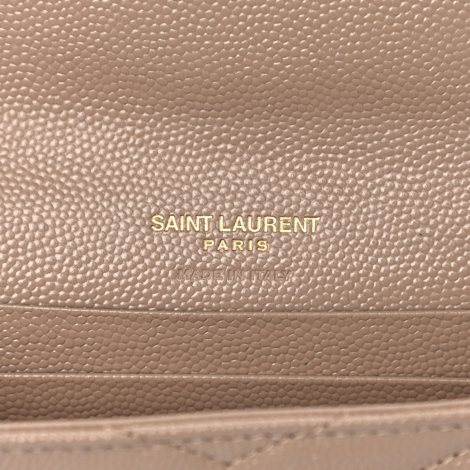 Saint Laurent Grain De Poudre Matelasse Chevron Small Monogram Envelope Wallet Dark Beige 6 of 13