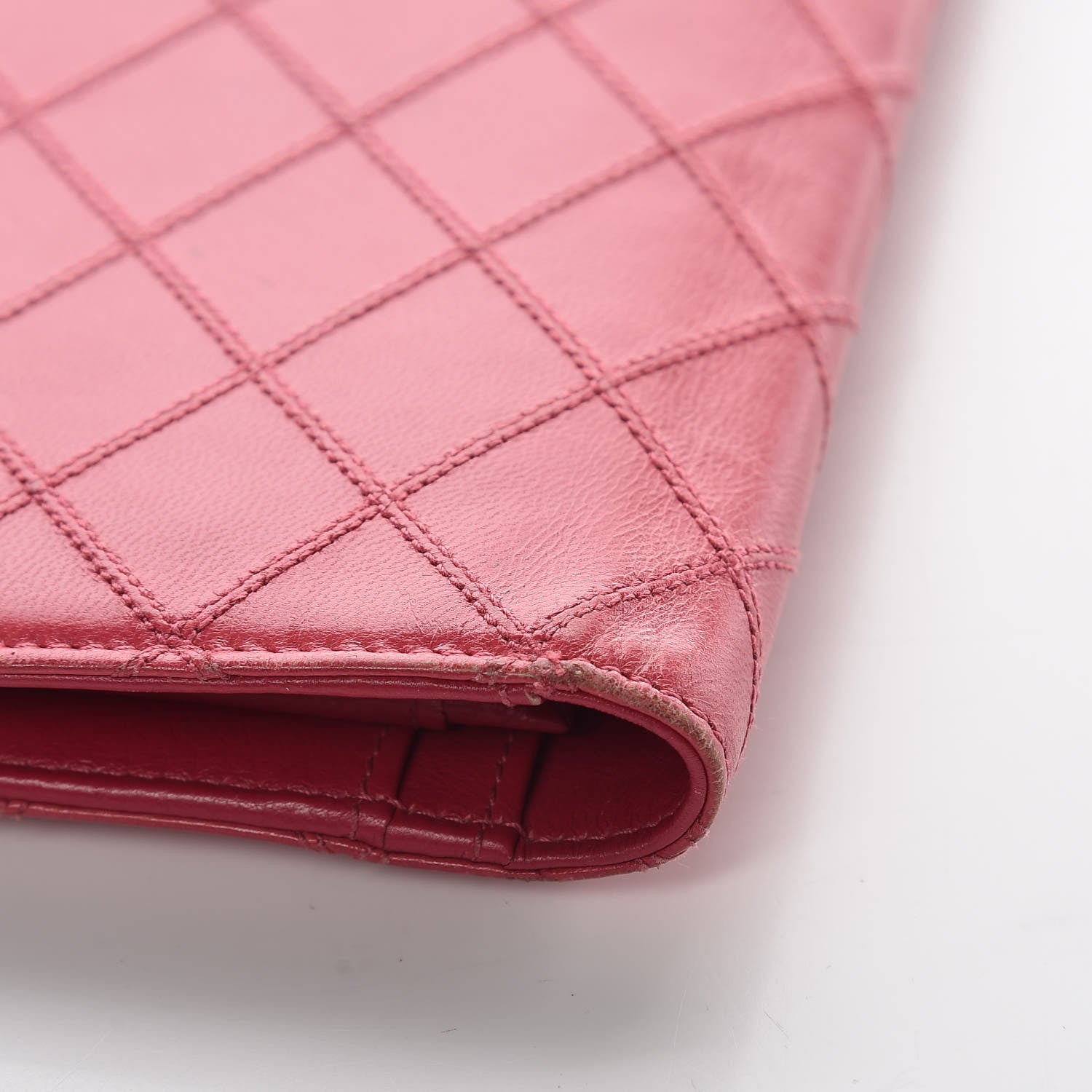 Chanel Lambskin Diamond Stitched Yen Wallet Fuchsia 10 of 17