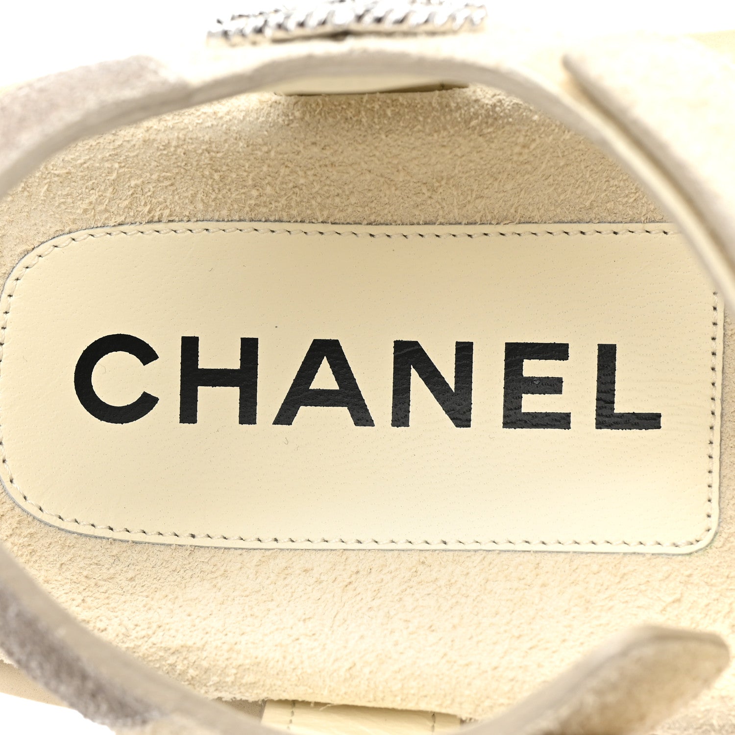 Chanel Suede Calfskin Velcro Flat Sandals 39 Ecru Dark Beige 7 of 9