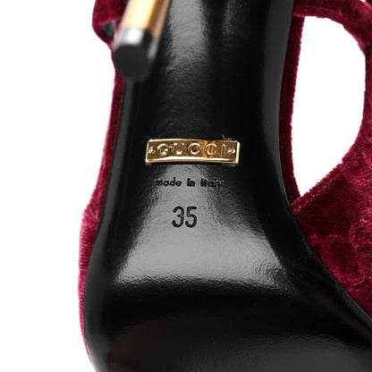 Gucci Velvet GG Monogram Slingback 115mm Pumps 35 Burgundy 7 of 9