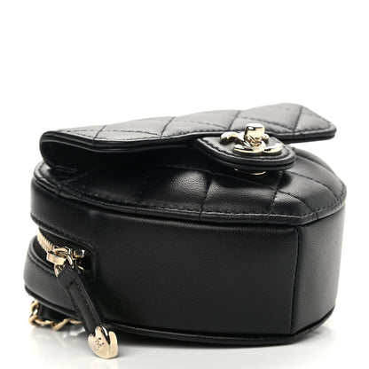 Chanel Lambskin Quilted CC In Love Heart Waist Belt Bag With Chain Black 3 of 11