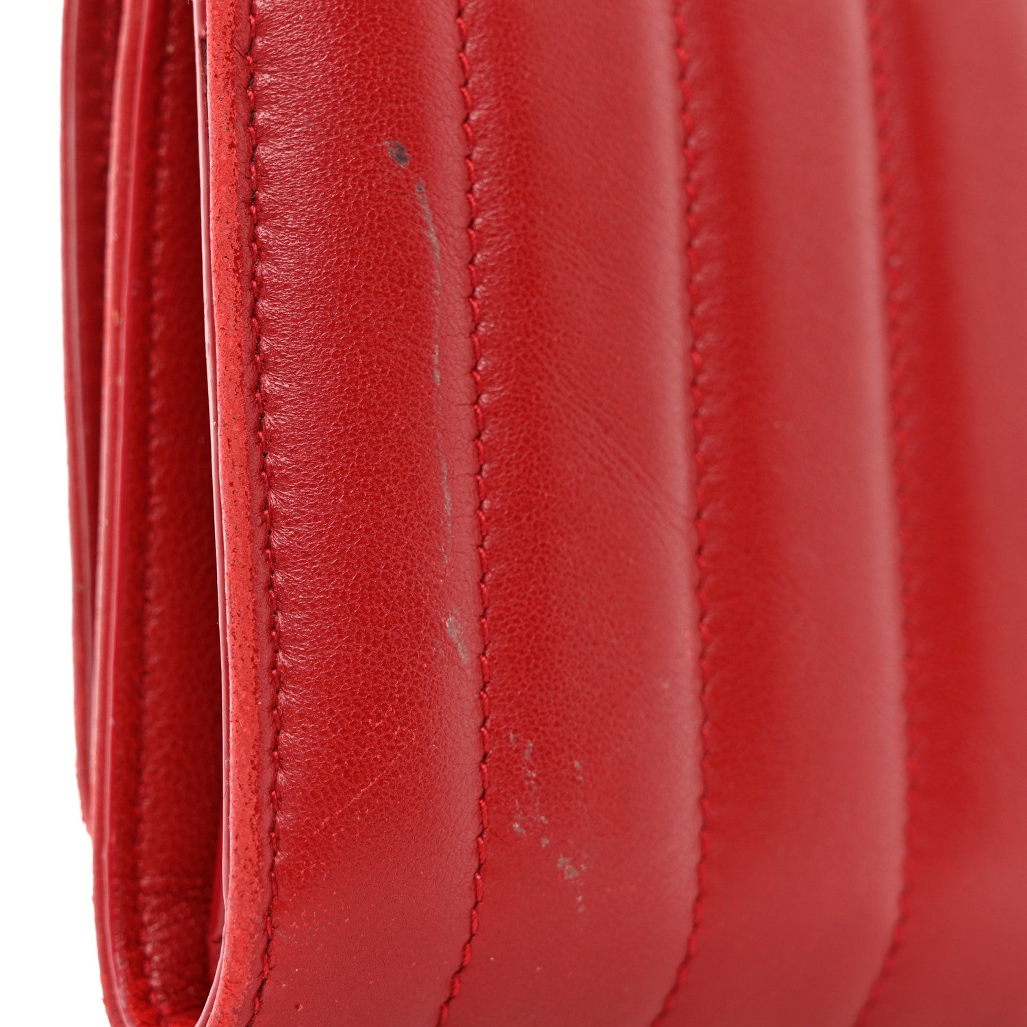 Saint Laurent Lambskin Matelasse Monogram Vicky Tri-Fold Wallet Rouge Eros 11 of 16