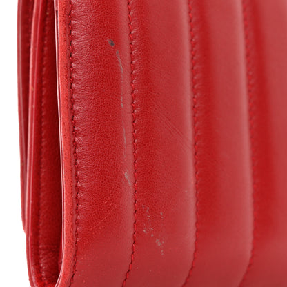 Saint Laurent Lambskin Matelasse Monogram Vicky Tri-Fold Wallet Rouge Eros 11 of 16