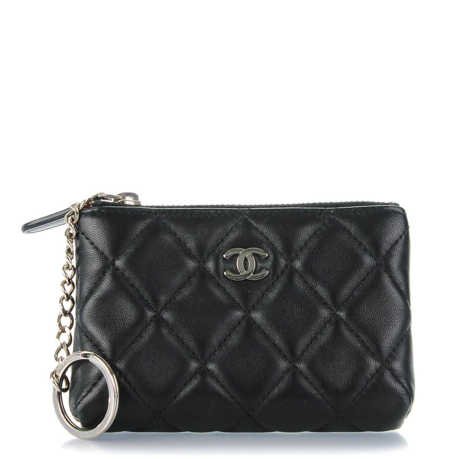 Chanel Lambskin Quilted Key Holder Case Black 1 of 7