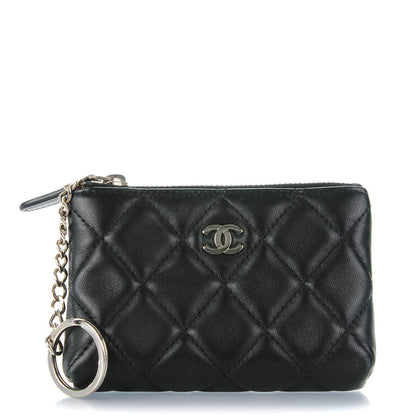 Chanel Lambskin Quilted Key Holder Case Black 1 of 7
