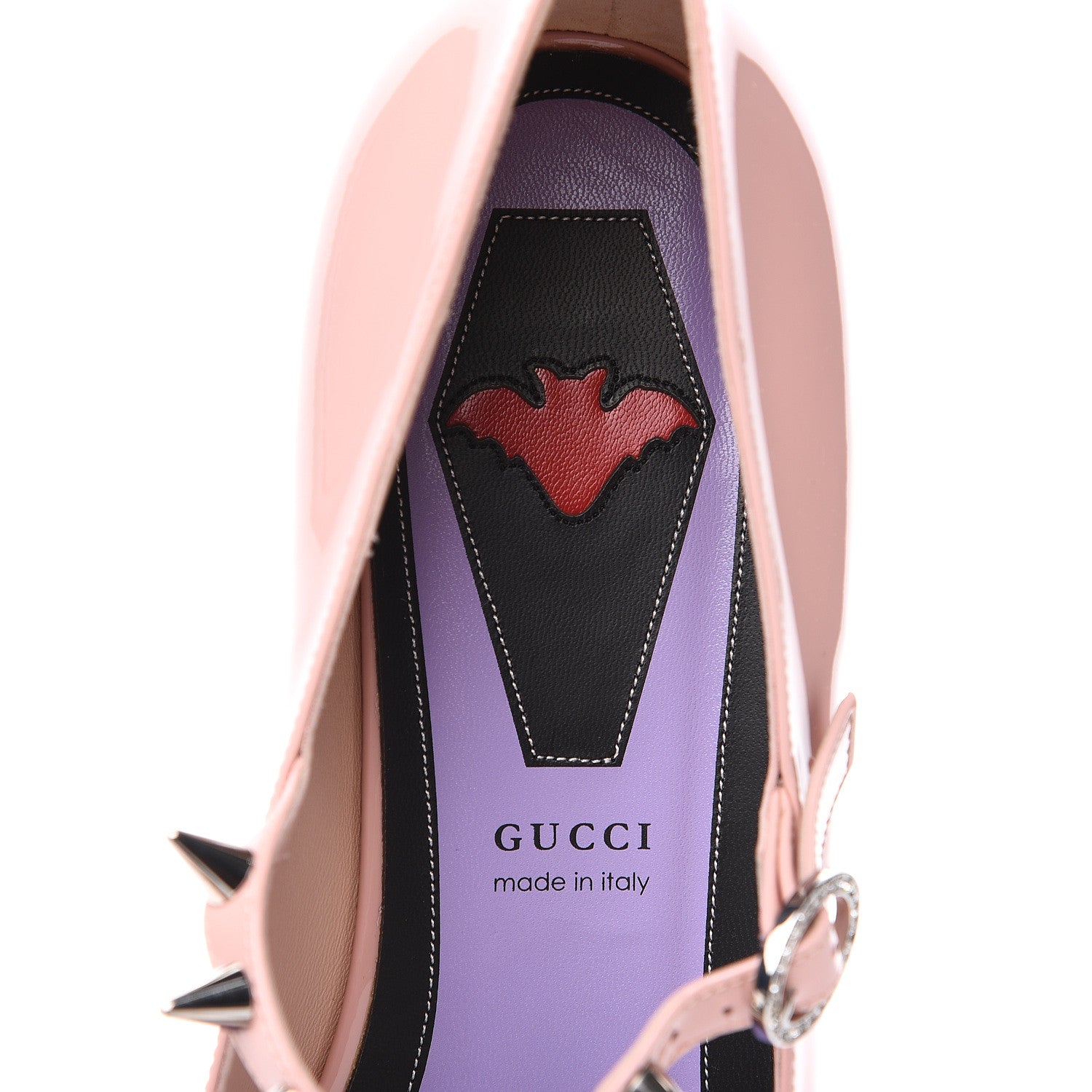Gucci Patent Crystal GG Bow Sadie Spike Low Heel Ballerina Loafers 42 Perfect Pink 6 of 9